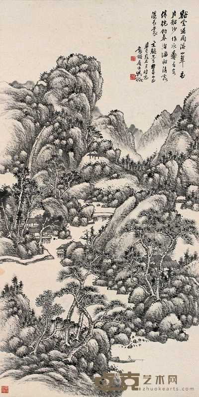 吴待秋 1941年作 山水 立轴 102×51.5cm